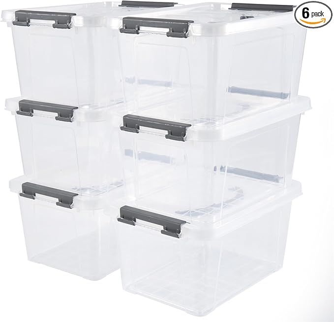 6 Quart Plastic Stackable Storage Latch Bins by Eslite