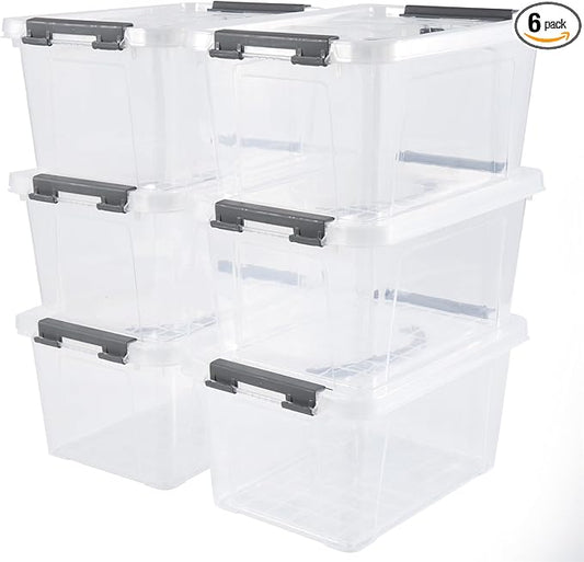 6 Quart Plastic Stackable Storage Latch Bins by Eslite