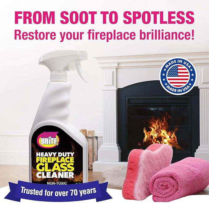 Quick N Brite Fireplace Glass Cleaner 24oz, Nonabrasive Cleaning Spray - Image 6