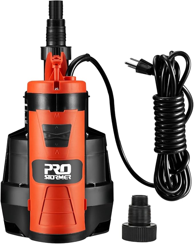Prostormer Sump Pump, 1/2HP 2110GPH Sumbersible Water Pump, Portable Electric by Prostormer