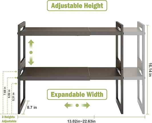 DOLALIKE Expandable kitchen Countertop Organizer, Stackable Cabinet Shelf - Image 2