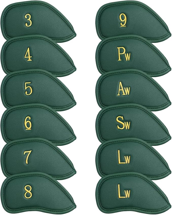CRAFTSMAN GOLF 12pcs or 1pc Thick Synthetic Leather Golf Iron Head Covers Set by CRAFTSMANGOLF