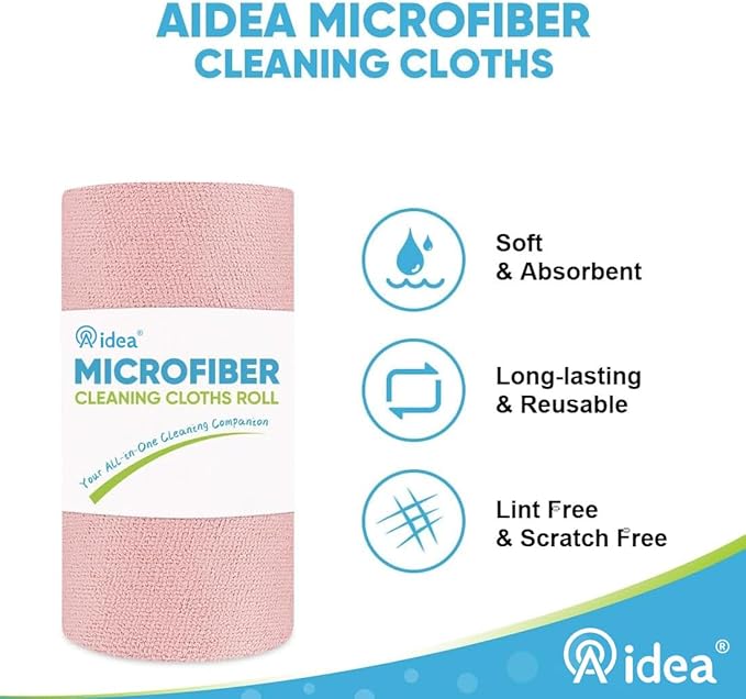 AIDEA Microfiber Cleaning Cloth Roll, 55 Sheets, Microfiber Towels - Image 3