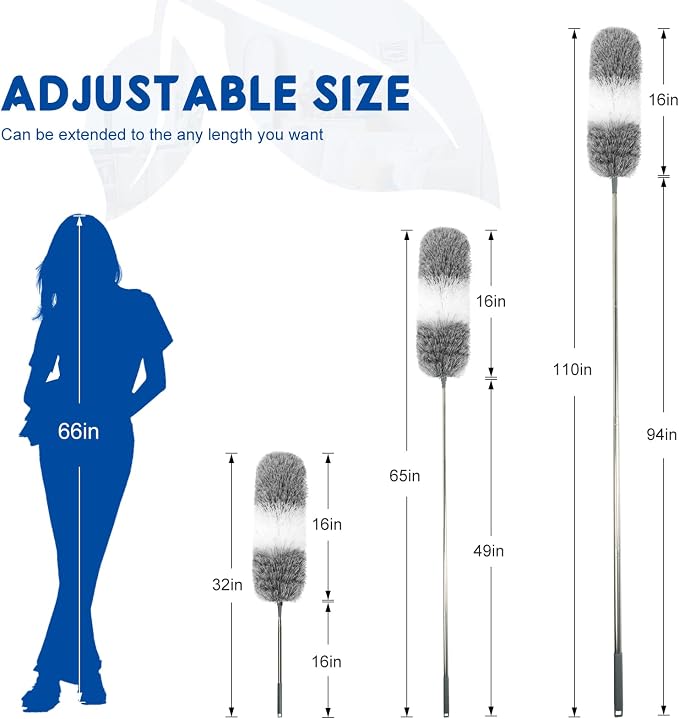 Microfiber Feather Dusters for Cleaning, Extendable Duster - Image 2