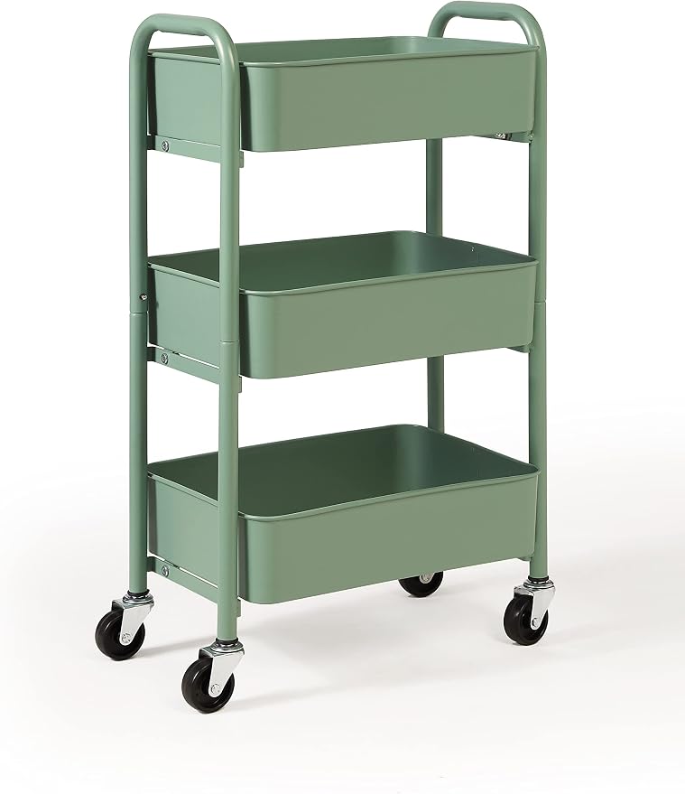 SunnyPoint 3-Tier Delicate Compact Rolling Metal Storage Organizer - Image 2