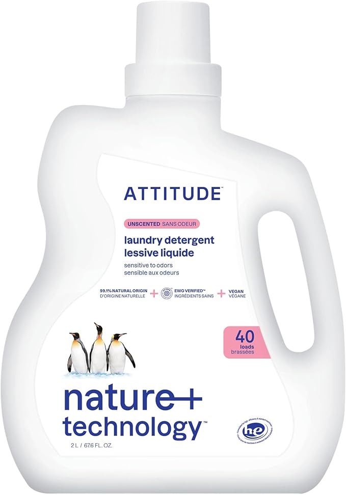 ATTITUDE Liquid Laundry Detergent, EWG Verified, HE Compatible, Plant-Based & by ATTITUDE