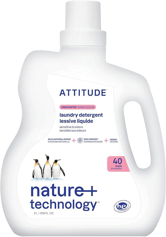 ATTITUDE Liquid Laundry Detergent, EWG Verified, HE Compatible, Plant-Based & by ATTITUDE