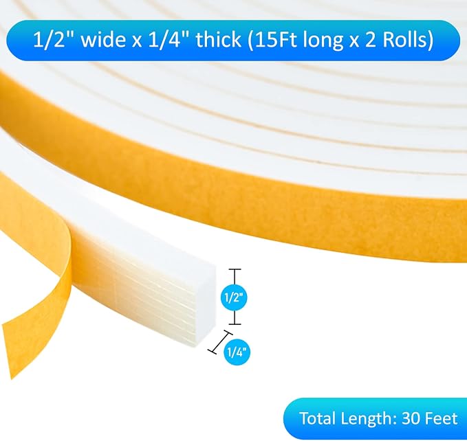 High Density Foam Weather Stripping Door Seal Strip Insulation Tape Roll - Image 2