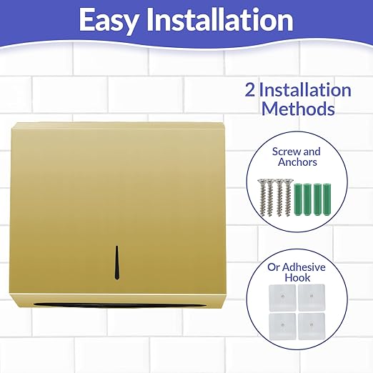 Paper Towel Dispenser Wall Mount, Brushed Gold Stainless Steel Commercial Paper - Image 3