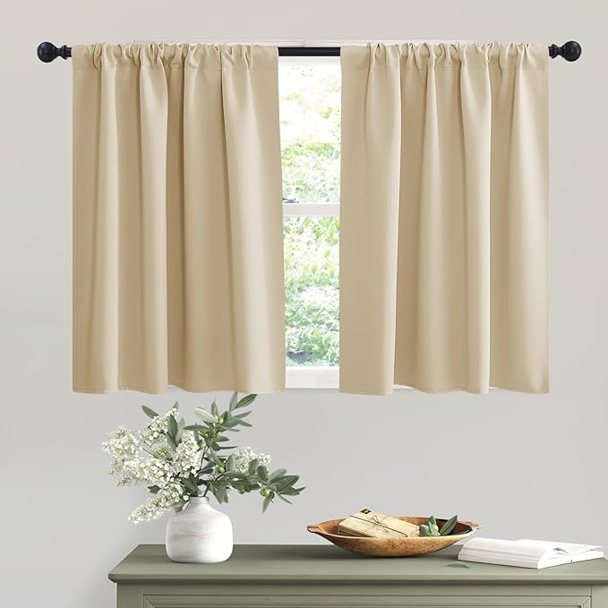 RYB HOME Thermal Insulated Curtains Blackout Small Window Drapes Light Block by RYBHOME
