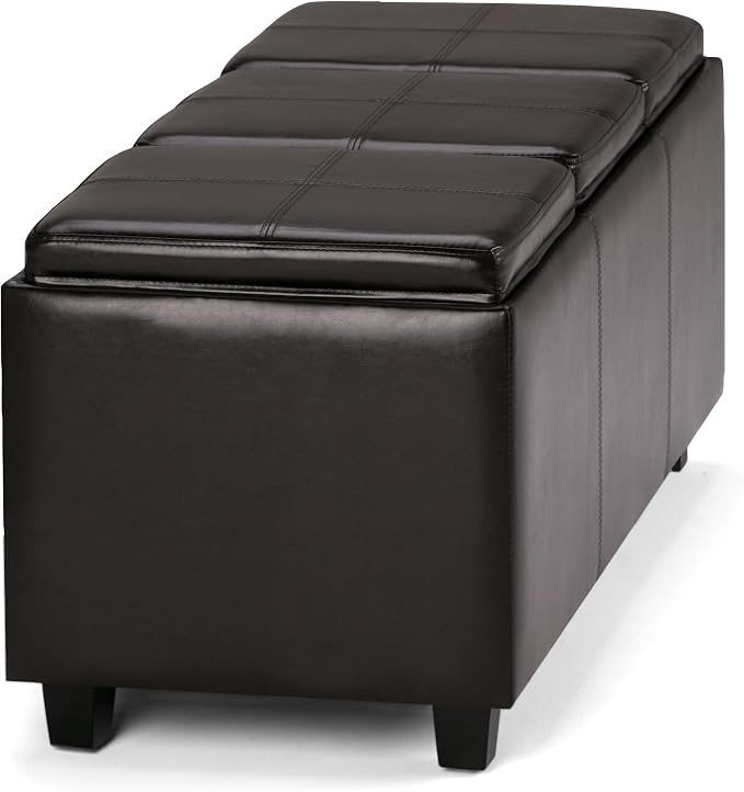 SIMPLIHOME Avalon 42 inch Wide Contemporary Rectangle Storage Ottoman in