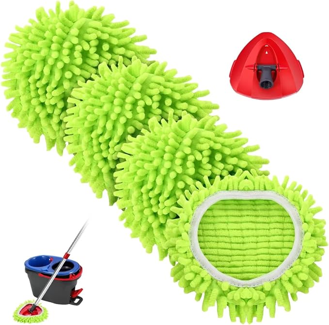 4 Pcs Spin Mop Heads Replacements & 1 Base Set by BocaStory