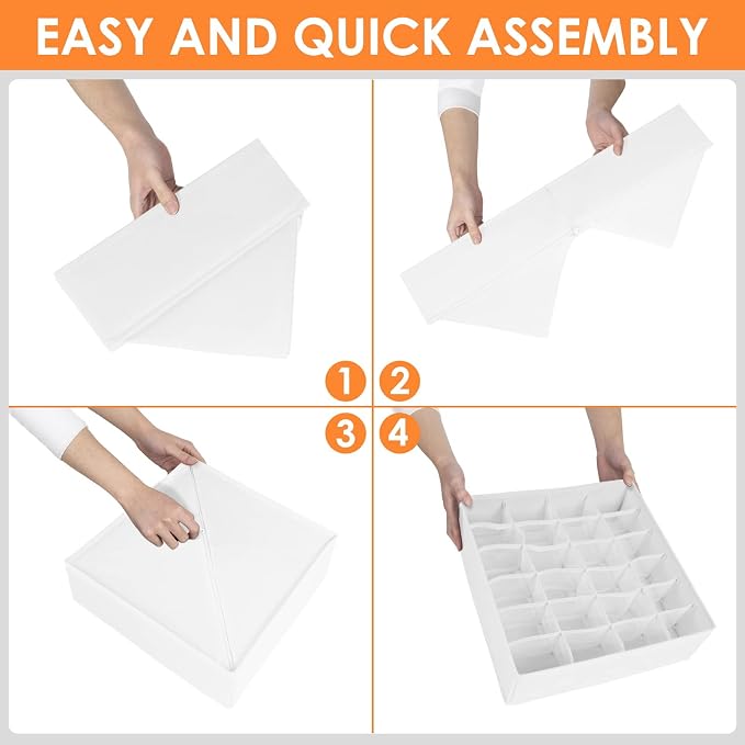 6 Pack Sock Underwear Drawer Organizer Dividers, 58 Cell Foldable Fabric - Image 7