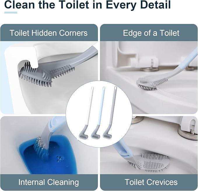 Golf Toilets Brushes, Toilet Cleaning Brush, Flexible Bendable Silicone Long - Image 2