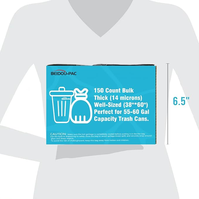 55-60 Gallon Trash Bags, Heavy Duty Clear Plastic Recycling Garbage Bags - Image 6