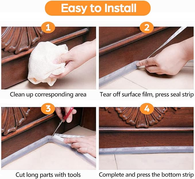28.9 Ft Door Weather Stripping Door Seal Strip, Silicone Door Draft Stopper - Image 7