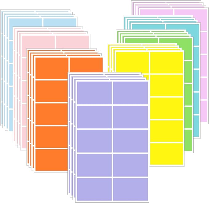 STARLIBOO Colored Labels Stickers, 3 x 2 Inch Rectangular Moving Labels by STARLIBOO