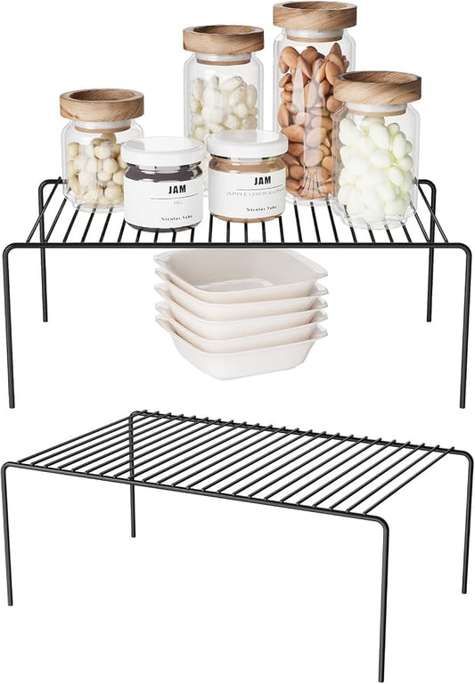 MediumBlack Cabinet Storage Shelf Rack Set of 2, Rustproof Metal Wire Kitchen by DPZM