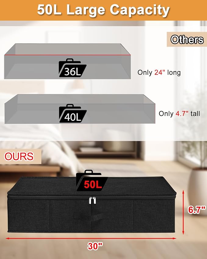 Under Bed Storage Container, 3 Pack Underbed Storage Bags - Image 2