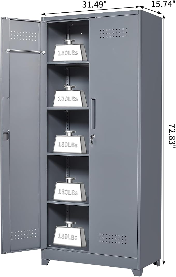 Metal Tool Storage Cabinet, Broom Closet - Image 3