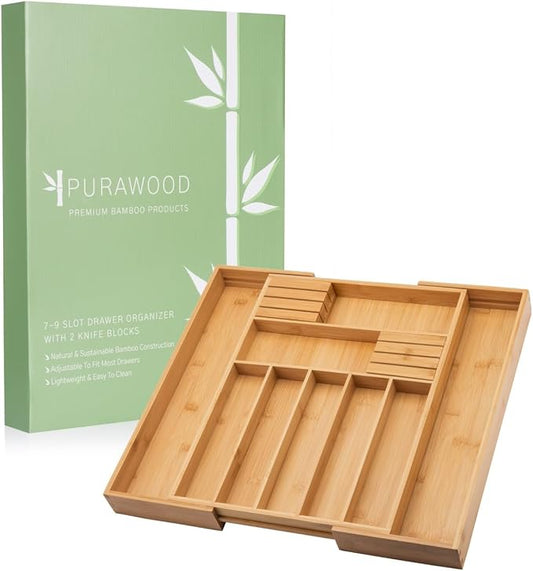 Bamboo Drawer Organizer with Knife Blocks - Image 2
