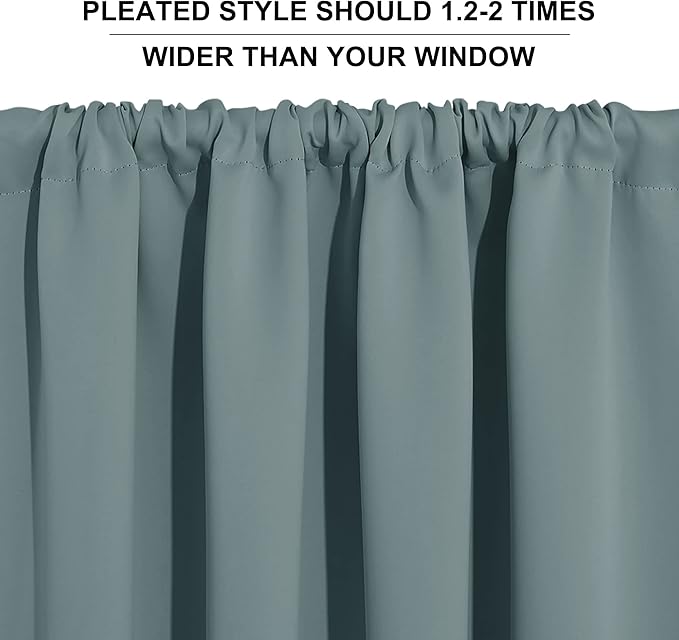 RYB HOME Blue Bedroom Curtains Room Darkening, Thermal Insulated Privacy Living - Image 8