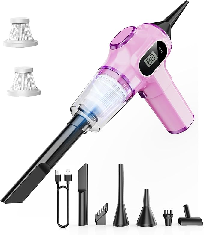 Women-Friendly Cordless Pink Car Vacuum Cleaner – 15000Pa Portable Mini by BELIBUY