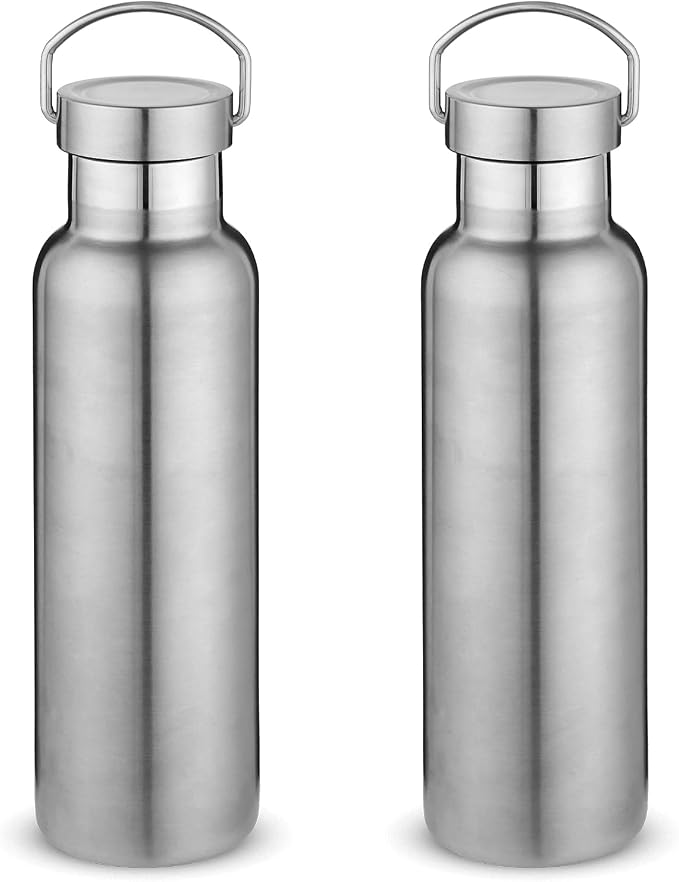 Neihepal 20 oz Insulated Water Bottles Bulk 2 Pack, Stainless Steel Double Wall by Neihepal