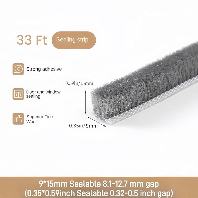 33 Ft Self-Adhesive Weather Stripping Door Seal Strip - Image 3