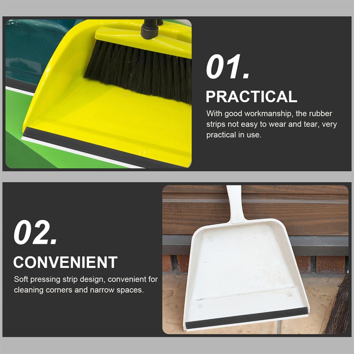 Angoily 8pcs Dustpan Strip Replacement Rubber Lip Edge 26cm Soft Black Dustpan Part for Commercial and Home Cleaning Accessories