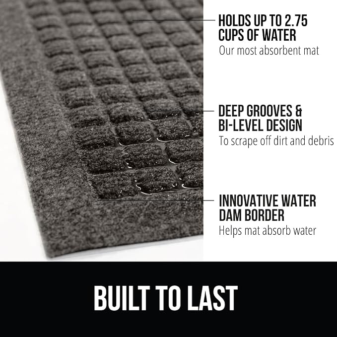 GORILLA GRIP Front Door Mat, Indoor Outdoor Ultra Absorbent HydroAbsorb Doormat - Image 2