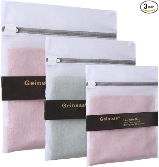Lingerie Bags for Washing Delicates Pack Of 3 L/M/S Laundry Bags Mesh Wash Bags by GEINEAS