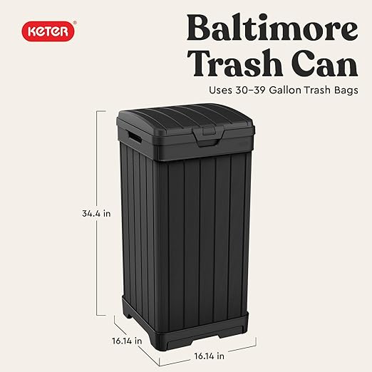 Keter Baltimore Resin 38 Gallon Outdoor Kitchen Trash Can - Image 2