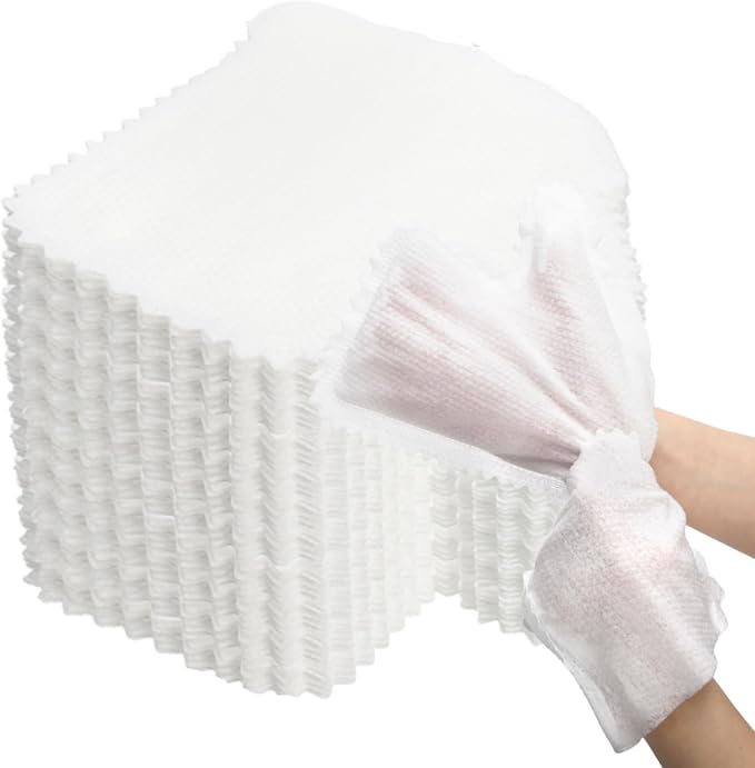 100 Pcs White Microfiber Dusting Gloves, Disposable Artisan Dust Cloth Remove by Noamus