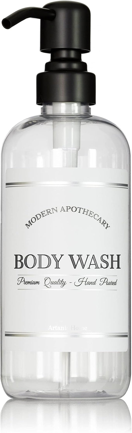Refillable Clear PET Plastic 16 oz Body Wash Bottle by ArtanisHome