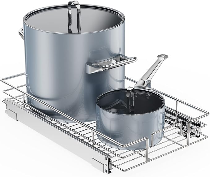 ROOMTEC Pull Out Cabinet Organizer, Cabinet Pull Out Shelves 11" W x 21" D by ROOMTEC