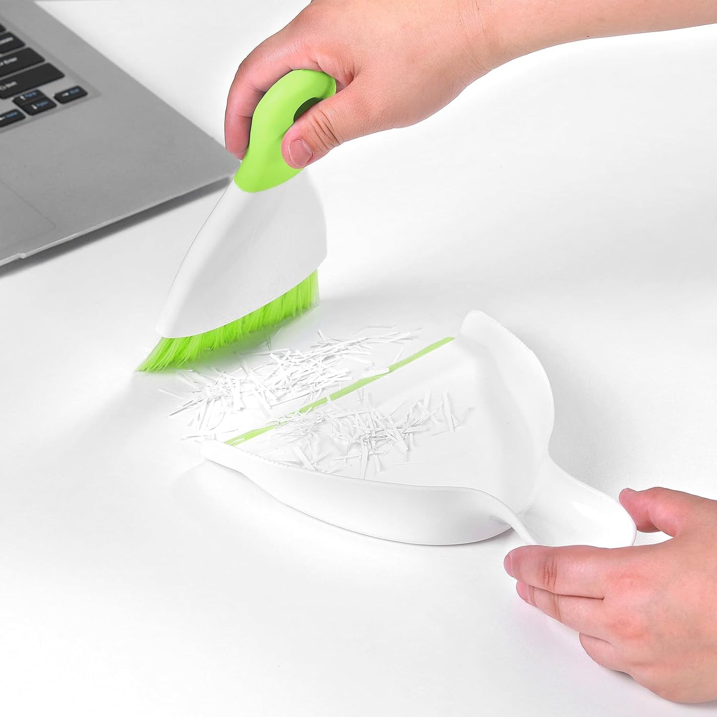 NACENA Mini Dustpan and Brush Set, Small Broom and Dustpan Set Dust Pan and Mini Hand Broom Dustpan and Broom Combo Compact for Home Table Keyboards Sofa Kitchen, Green
