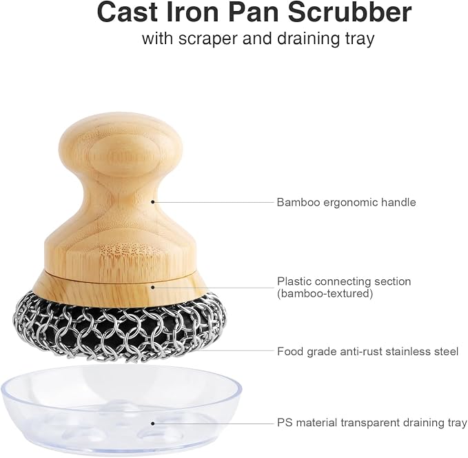 Cast Iron Scrubber and Scraper, Chain Mail Cleaner - Image 4