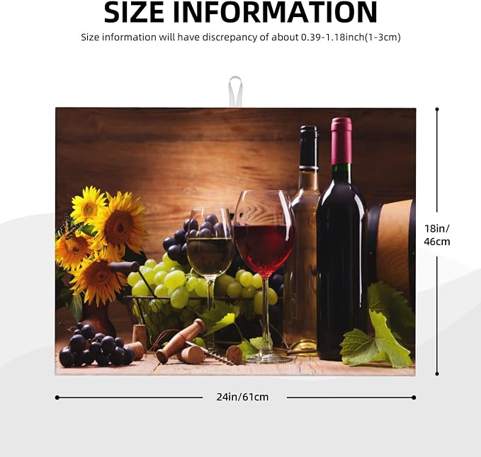 Red Wine Grape Vintage Wooden sunflower Microfiber Absorbent Reversible Dish - Image 3