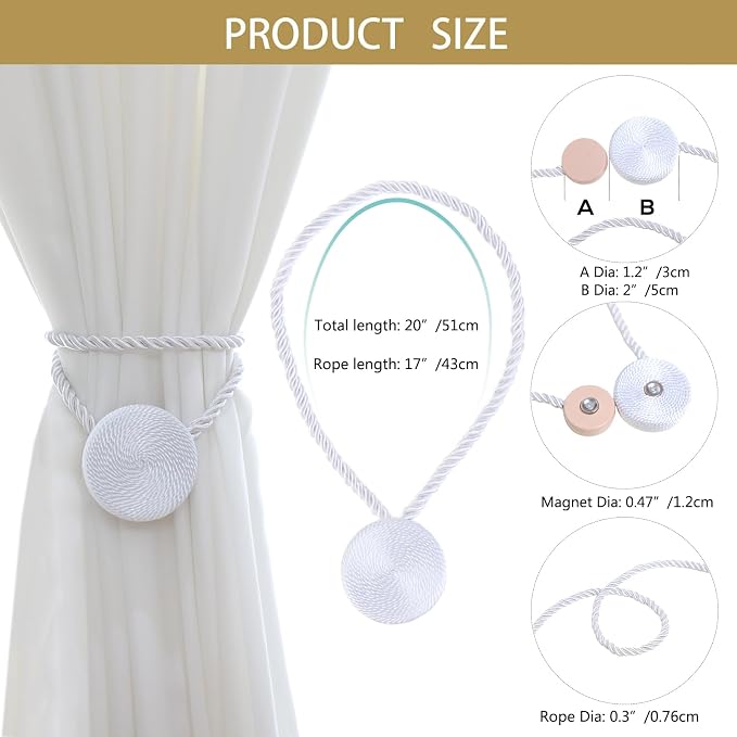 Magnetic Curtain Tiebacks - 12mm Magnetic Tie Backs - Image 2