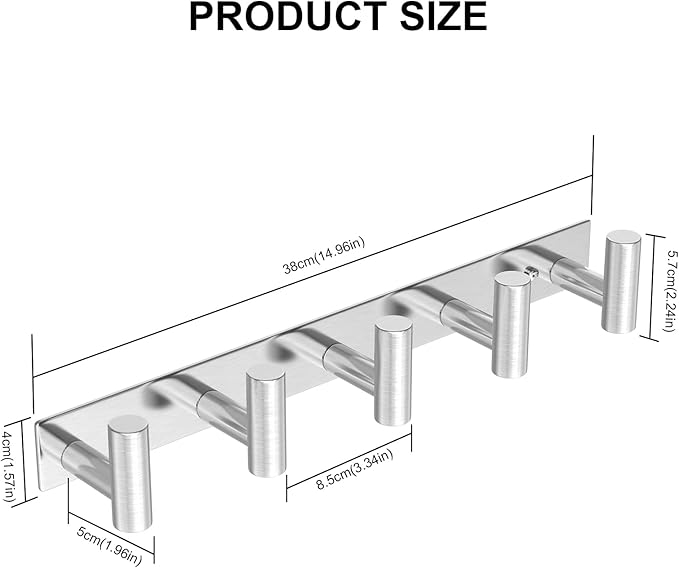 VAEHOLD Silvery Hat and Coat Wall Mount Rack - Image 4