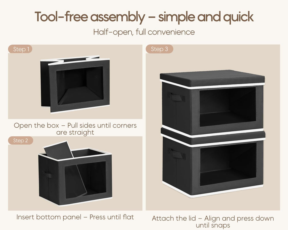 Homsorout Collapsible Storage Bins with Lids - Stackable Storage Containers w...