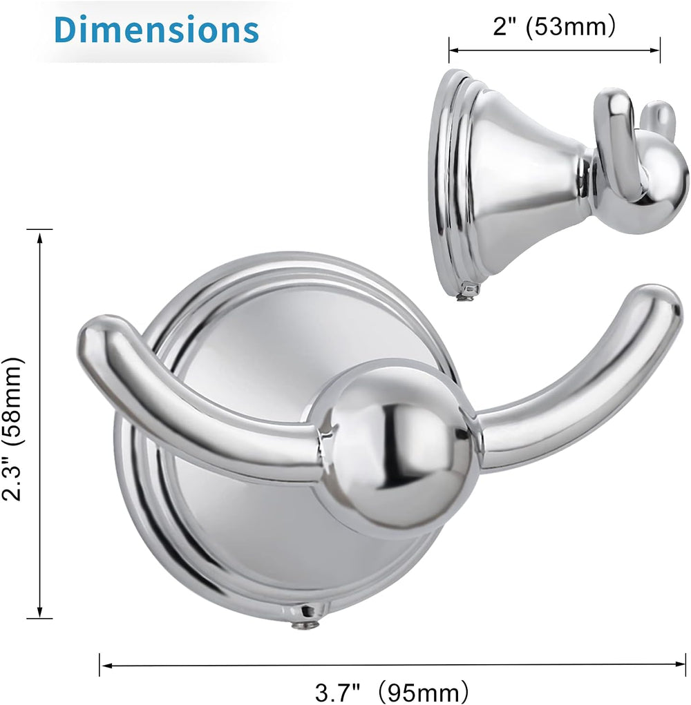 FILTA Bathroom Towel Hooks, Polished Chrome Robe & Towel Hooks for Wall M...