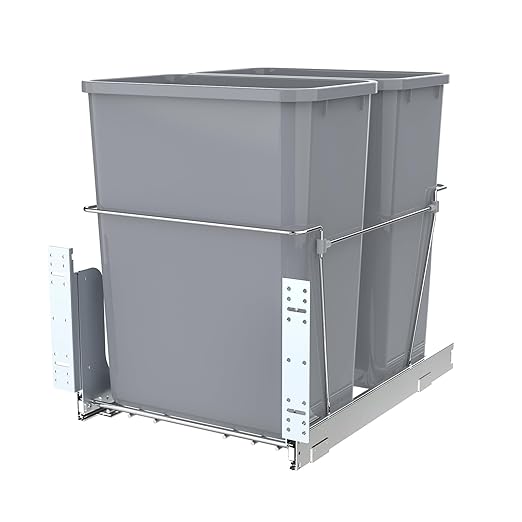 Double Pull-Out Trash Can for Under Kitchen Cabinets Include Double 35QT Trash by Pulloutor