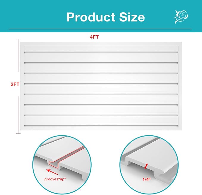NeatiEase Slatwall Panel Wall Storage Systems, 2 x 4ft Slat Wall Paneling - Image 3
