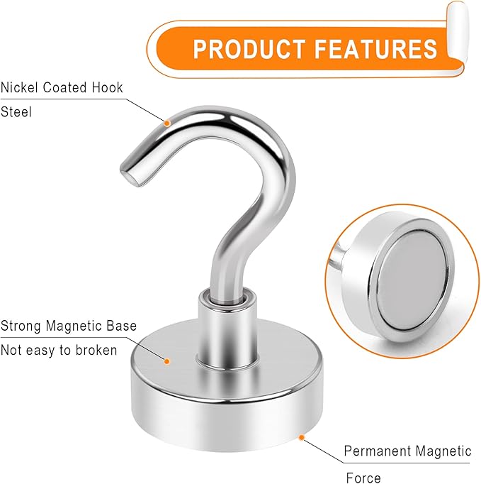 MIKEDE Magnetic Hooks, 28Lbs+ Strong Magnetic Hooks Heavy Duty - Image 4