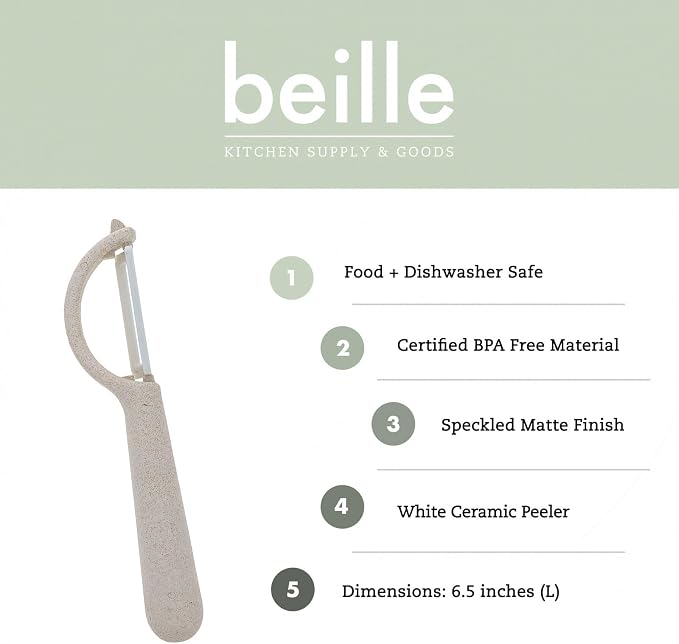 Beille Ceramic Blade Wheat Straw Vegetable Peeler Kitchen Gadgets, 6.5 Inch - Image 2