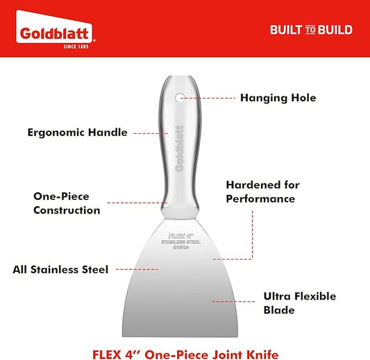 Goldblatt 3-Pack Putty Knife Set, One-Piece Paint Scraper Tool, All Stainless - Image 2