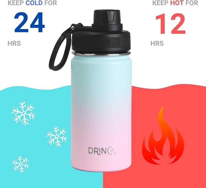 DRINCO Stainless Steel Water Bottle Spout Lid Vacuum Insulated Double Wall - Image 4