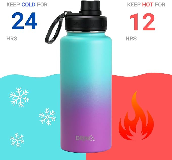 DRINCO Stainless Steel Water Bottle Spout Lid Vacuum Insulated Double Wall - Image 3